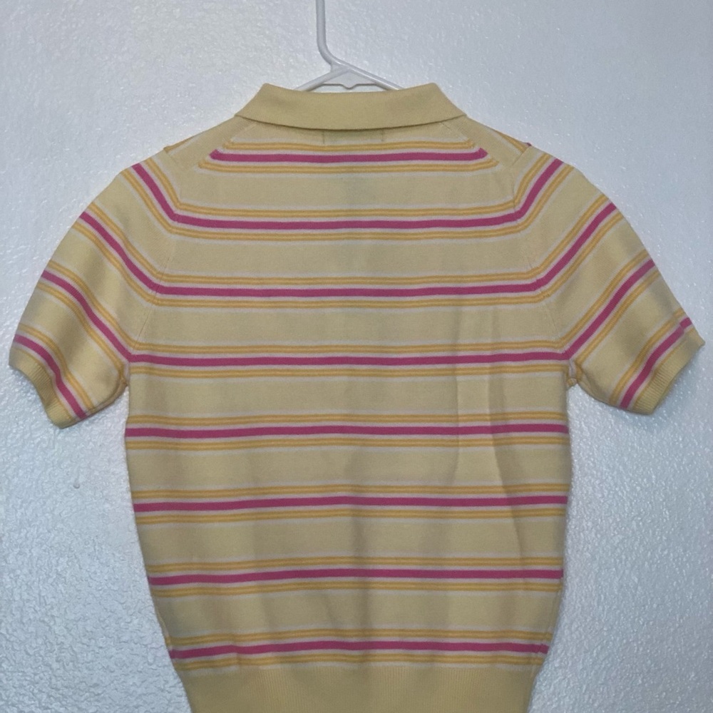 Sincerely Jules Yellow Pink Striped Knit Polo - Picture 2 of 3